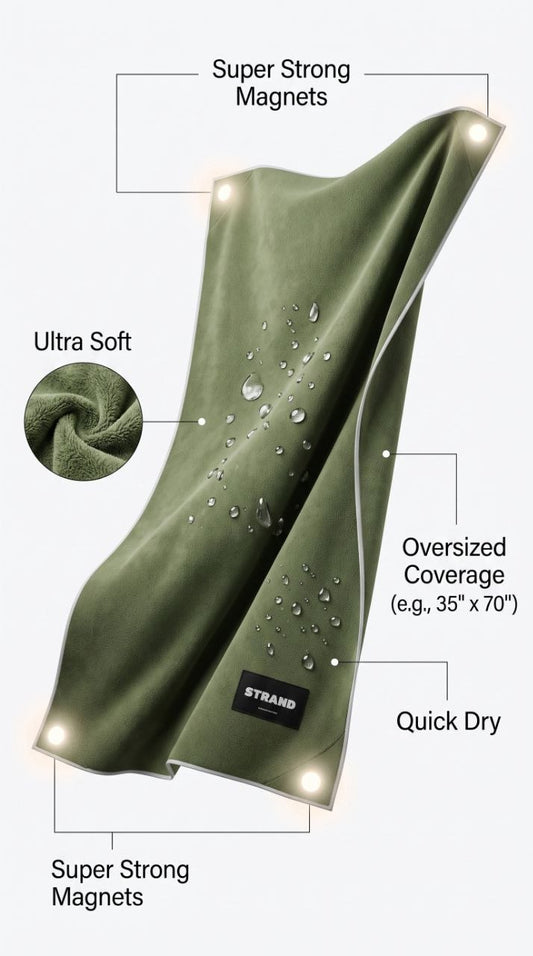 منشفة حمام مغناطيسية بحلقة Serviette de Bain Magnétique avec Boucle Microfibre Super Absorbante