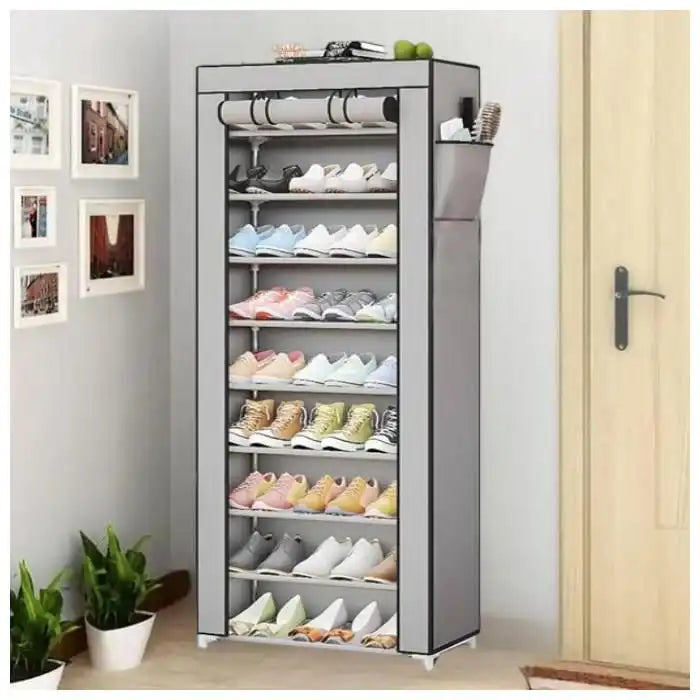 Single row zipper shoe cabinet 10 Armoire à chaussures à 10 étagères avec fermeture éclair خزانة أحذية بسحّاب 10 أرفف
