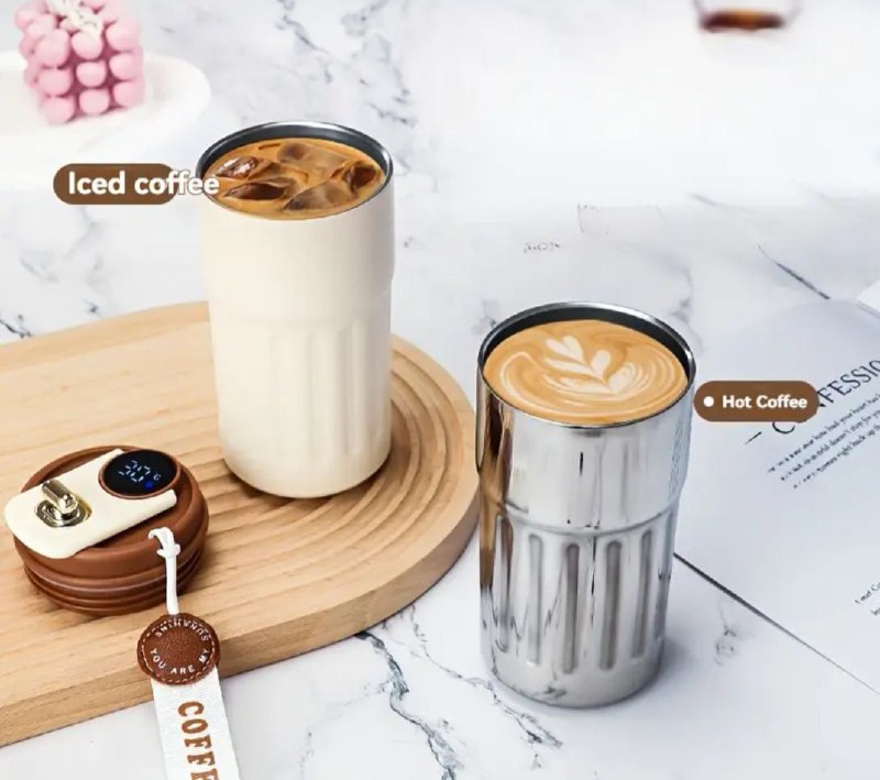 Tasse à café de voyage intelligente de 450ML كوب سفر ذكي ، شاشة لدرجة الحرارة LED