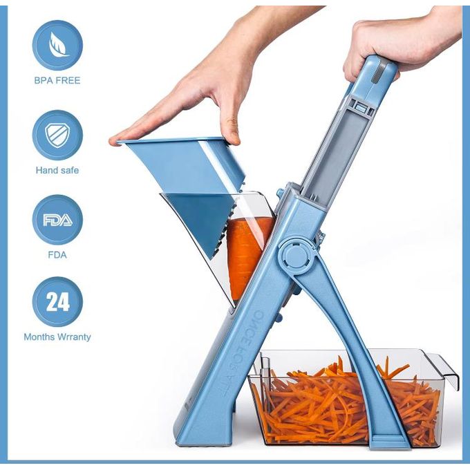 قطاعة خضراوات ماندولين، قطاعة متعددة الوظائف مصنوعة من البلاستيك المتين Vegetable Cutter Mandoline Coupe-Légume Trancheuse Multi Fonctionnelle en Plastique durable