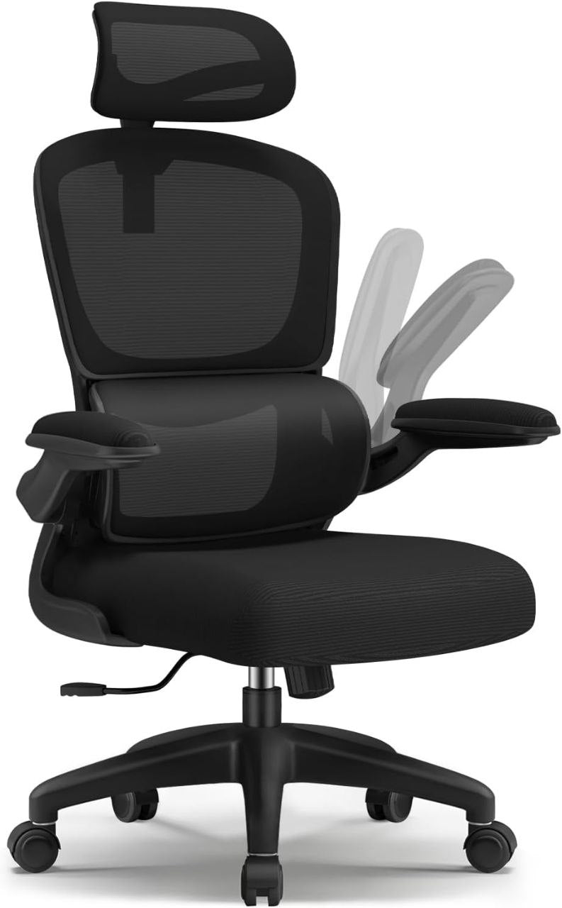 كرسي مكتب مريح مع مسند رأس قابل للتعديل ومساند للذراعين ودعم أسفل الظهر Chaise de bureau ergonomique avec appui-tete réglable accoudoirs et soutien lombaire