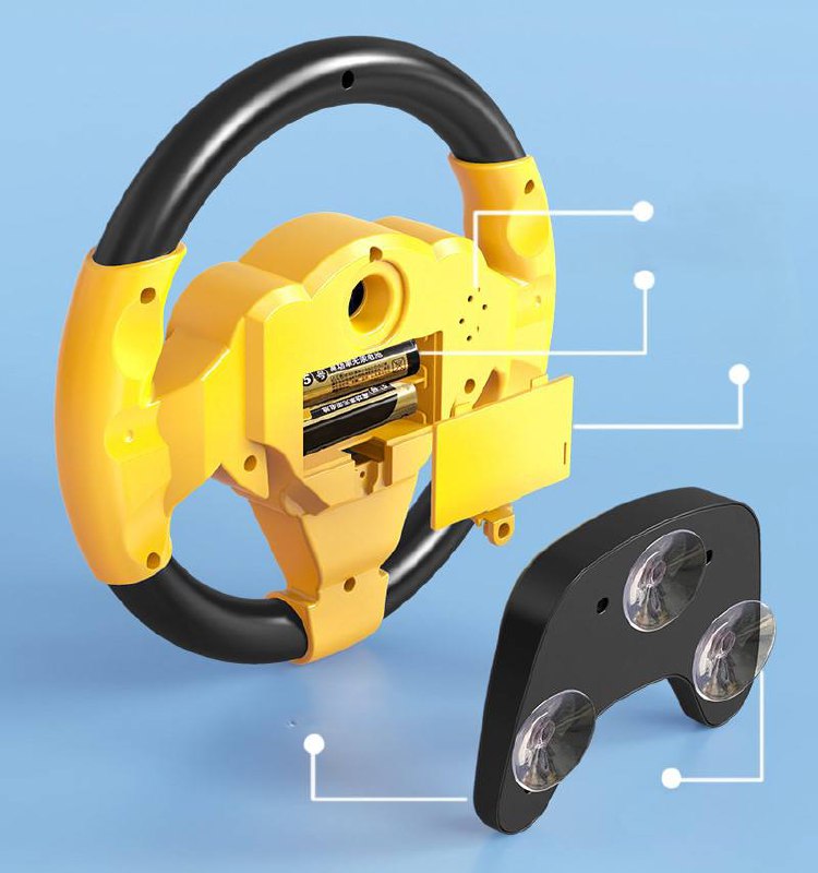 عجلة قيادة محاكاة صفراء للأطفال Volant de simulation jaune pour enfants