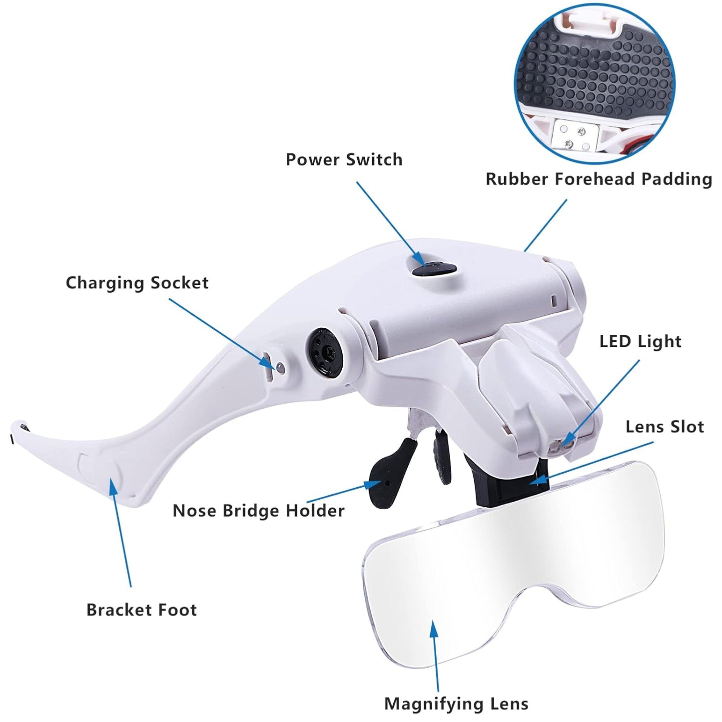 نظارات مكبرة بإضاءة مع شحن USB HAND FREE MAGNI