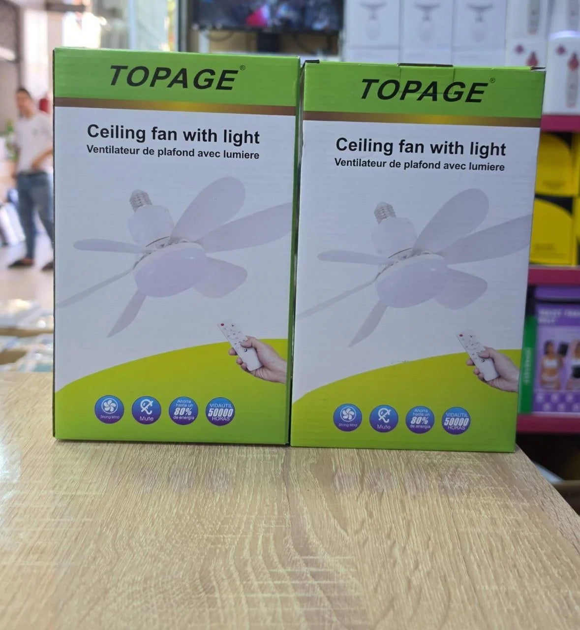 Ventilateur de plafond avec éclairage, télécommande, ampoule, 3 couleurs d'éclairage مروحة سقف مزودة بإضاءة، وجهاز تحكم عن بعد، ومصباح، وثلاثة ألوان إضاءة