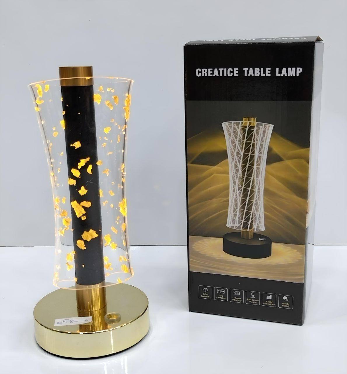 مصباح طاولة LED يعمل باللمس بثلاثة أضواء، قابل لإعادة الشحن عبر USB Creatice table lamp
