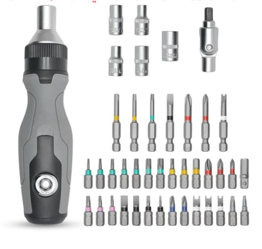 Boite Tournevis à cliquet Tournevis de précision Douilles مجموعة مفكات براغي سقاطة 42 في 1، مفكات براغي دقيقة، مقابس، أدوات إصلاح الهواتف والحواسيب الشخصية و حقيبة