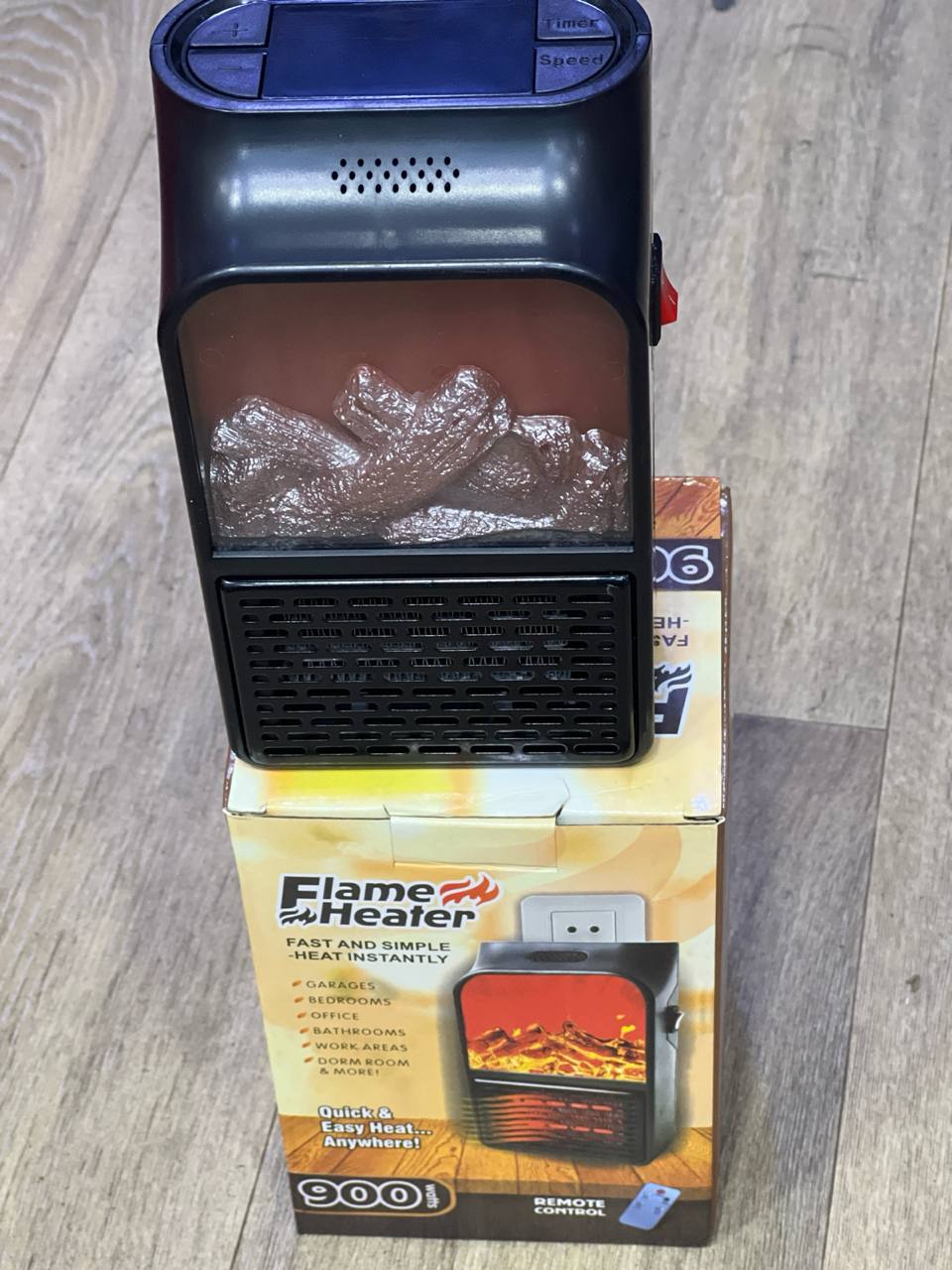 مدفأة كهربائية صغيرة بتأثير اللهب مع جهاز تحكم عن بعد Mini Chauffage Effet Flamme avec Télécommande, 900W