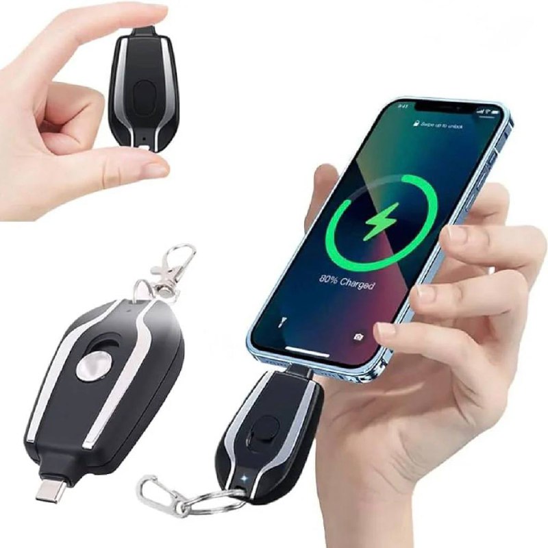 شاحن USB صغير محمول لأجهزة iPhone مع سلسلة مفاتيح POWER POD Petit Power Bank de iPhone Portable Compact USB avec Porte-Clés