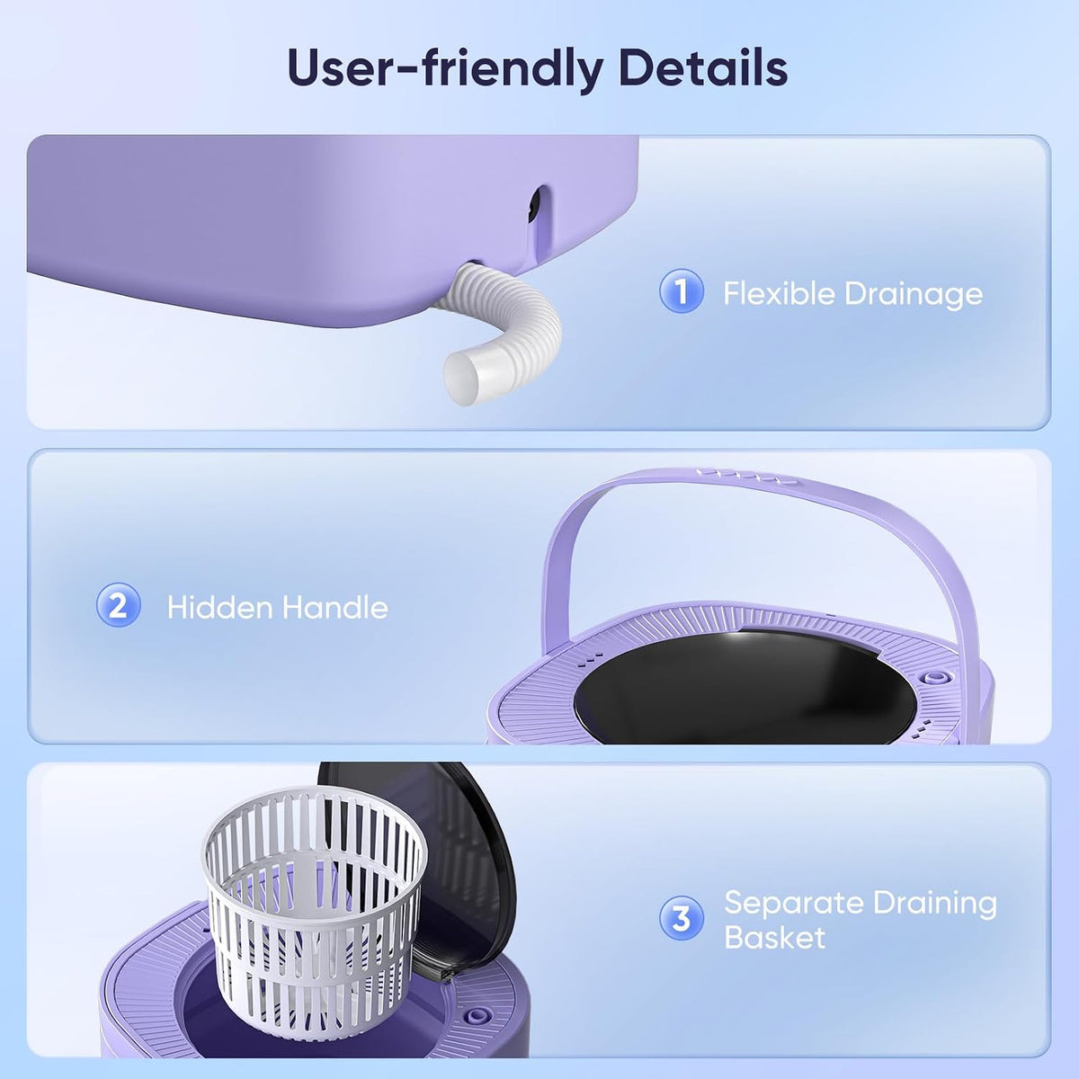 غسالة صغيرة محمولة قابلة للطي بسعة Mini-machine à laver portable pliable de 6,5 L