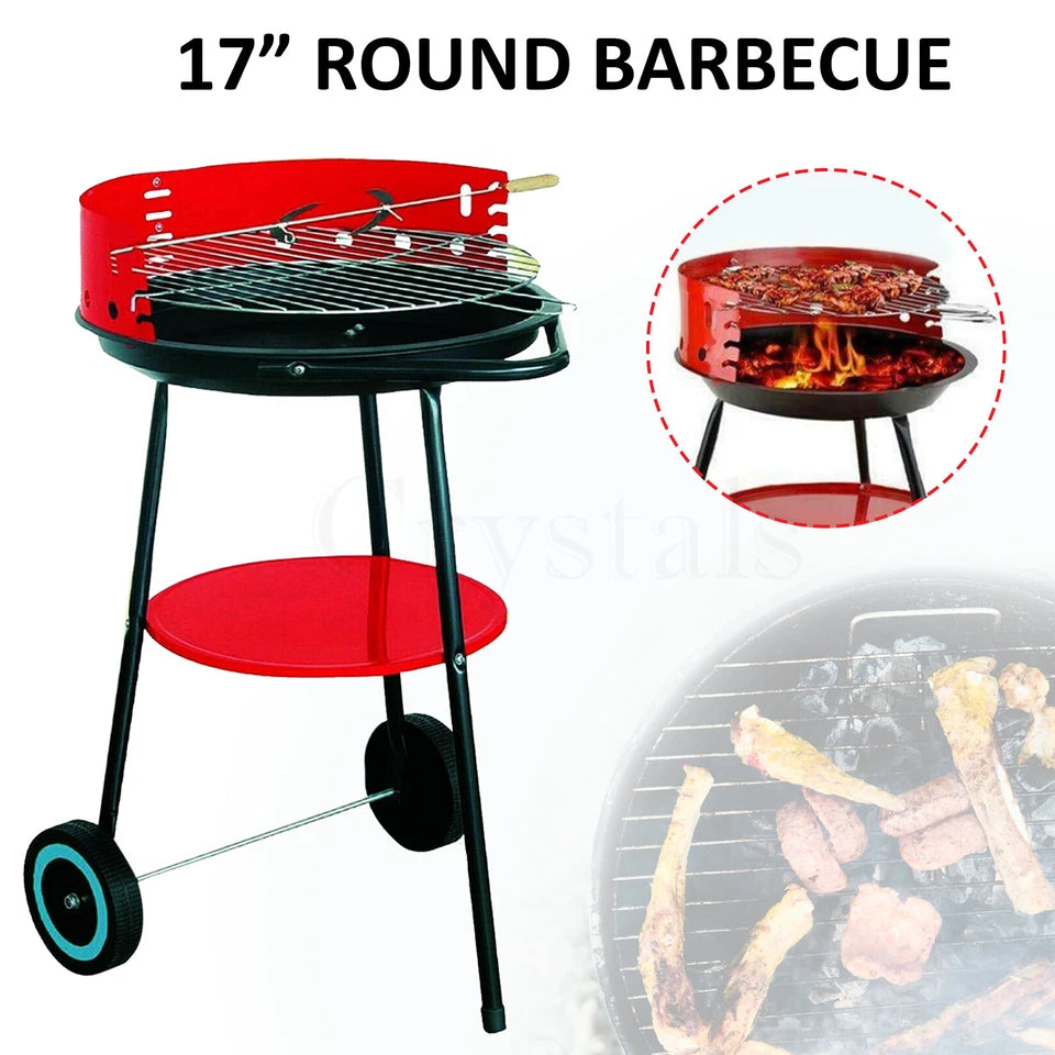 شواية فحم دائرية مزودة بعجلات Barbecue rond à charbon de bois