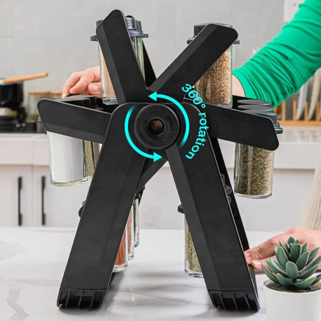 Présentoir à Épices Avec18 Pots Verre Caroussel épices,Rotatif 360 Organisateur