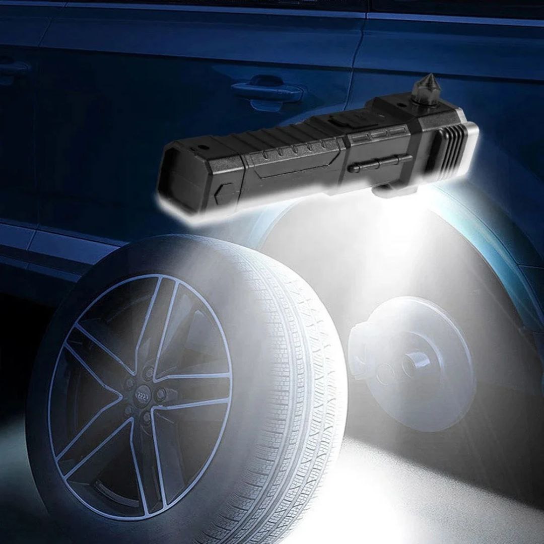 Lampe torche LED 3W Rechargeable Avec Marteau Coupe-Vitre et Coupe-Ceinture