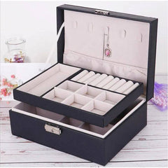صندوق تخزين و تنظيم المجوهرات مع قفل