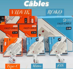Fast Cable VIDVIE 2.4A 3.1A Type-C Micro iOS