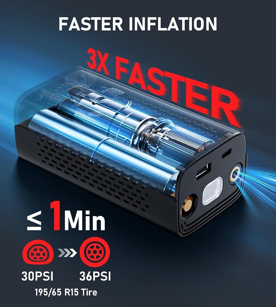 Inflateur de pneu Compresseur d'air portable, pompe à air sans fil pour pneus de voiture منفاخ إطارات محمول، ضاغط هواء، مضخة هواء لاسلكية لإطارات السيارات