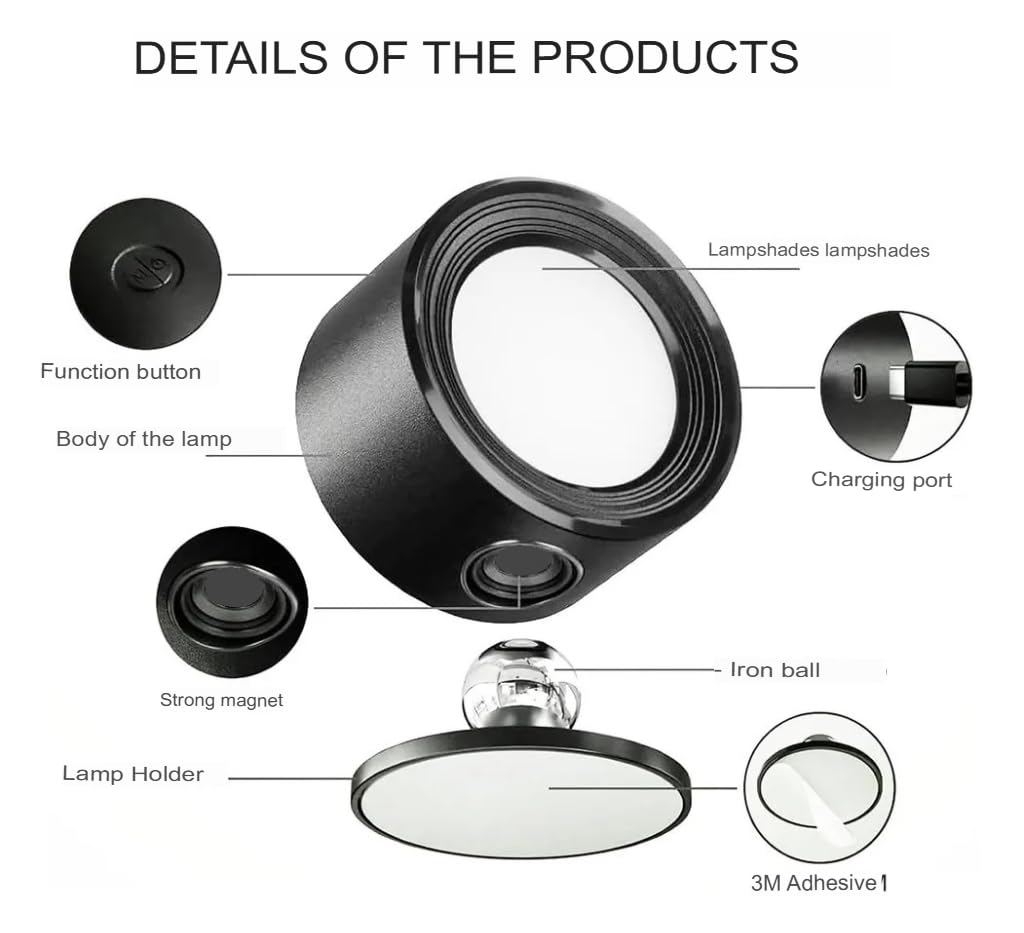 مصباح جداري LED RGB مزود ببطارية قابلة للشحن ومنفذ USB Applique murale LED RGB avec batterie rechargeable