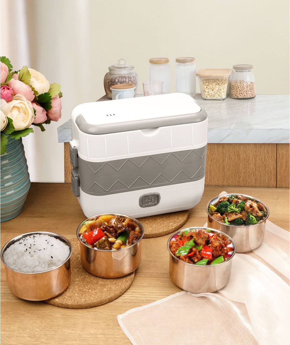 LunchBox Électrique Multifonction علبة غداء كهربائية متعددة الوظائف حاوية تسخين وطهي من الفولاذ المقاوم للصدأ