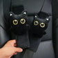 Cat Car Ceinture غطاء ووسادة لحزام الأمان بتصميم قطة سوداء 1 housse de ceinture de sécurité en peluche noire motif chat pour voiture