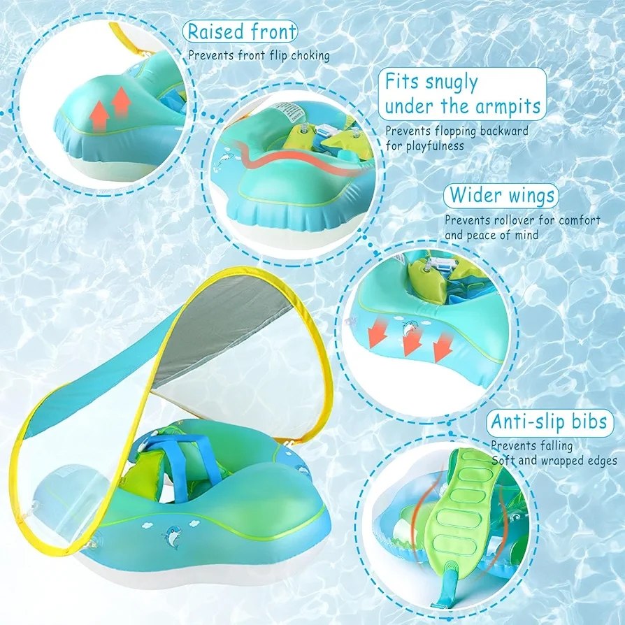 عوامة قابلة للنفخ للمسبح مع مظلة، للأطفال، عوامة للرضع Bouée gonflable avec auvent, pour enfants