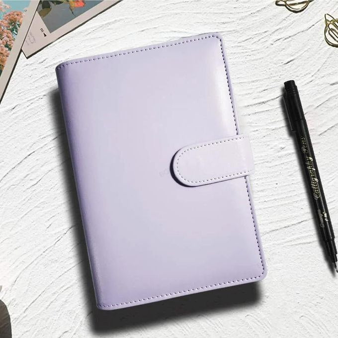 Classeur A6 Rechargeable en Cuir Synthétique à 6 Anneaux pour Papier et Enveloppes Budgétaires