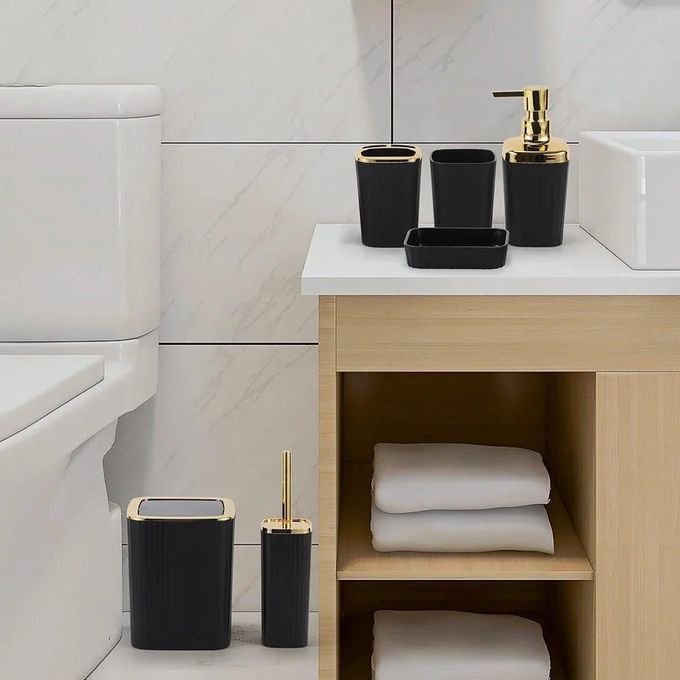 Kit Accessoires Salle de Bain 6Pièces Moderne Distributeur de Savon, Brosse WC, Porte Savon et Gobelet طقم إكسسوارات حمام