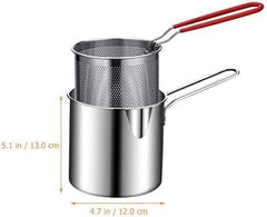 مقلاة عميقة من الفولاذ المقاوم للصدأ Friteuse en acier inoxydable avec panier et poignées rouges pour friture sécurisée à la maison