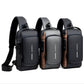 Sac à Bandoulière en Cuir Multi-Poches, Sac Imperméable Antivol, Chargeur USB