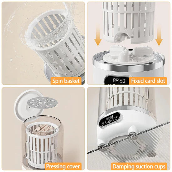 HP-909 غسالة صغيرة لاسلكية سعة 3 لتر مع سلة دوارة، 3 أوضاع Machine à laver portable 3 en 1