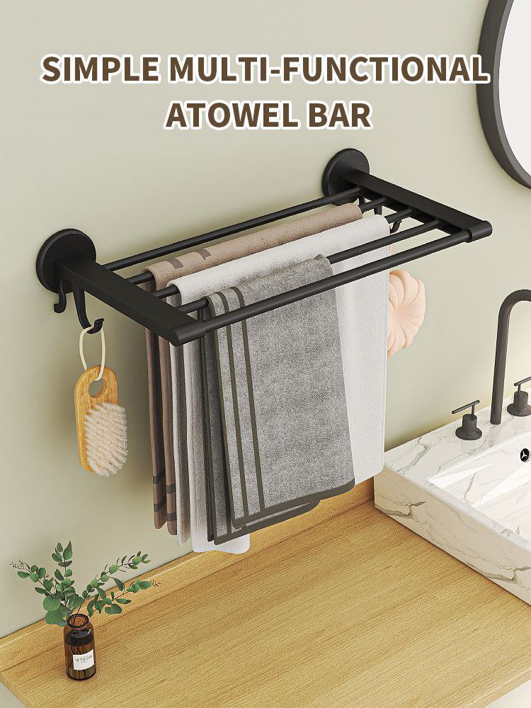 Porte-serviettes mural pliable sans perçage رف مناشف قابل للطي يُثبت على الحائط بدون حفر