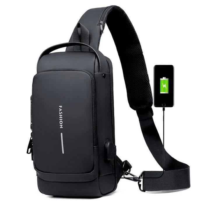 Sac à bandoulière USB antivol multifonction pour hommes حقيبة كتف متعددة الوظائف مضادة للسرقة مزودة بمنفذ USB للرجال