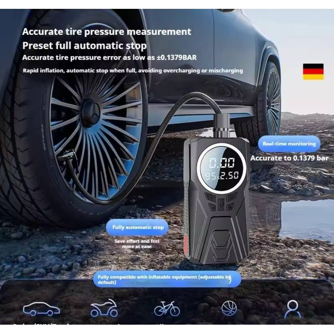 جهاز تشغيل بطارية السيارة، منفاخ الإطارات، بنك الطاقة Démarreur de batterie de voiture  Gonfleur Pneu, Power Bank