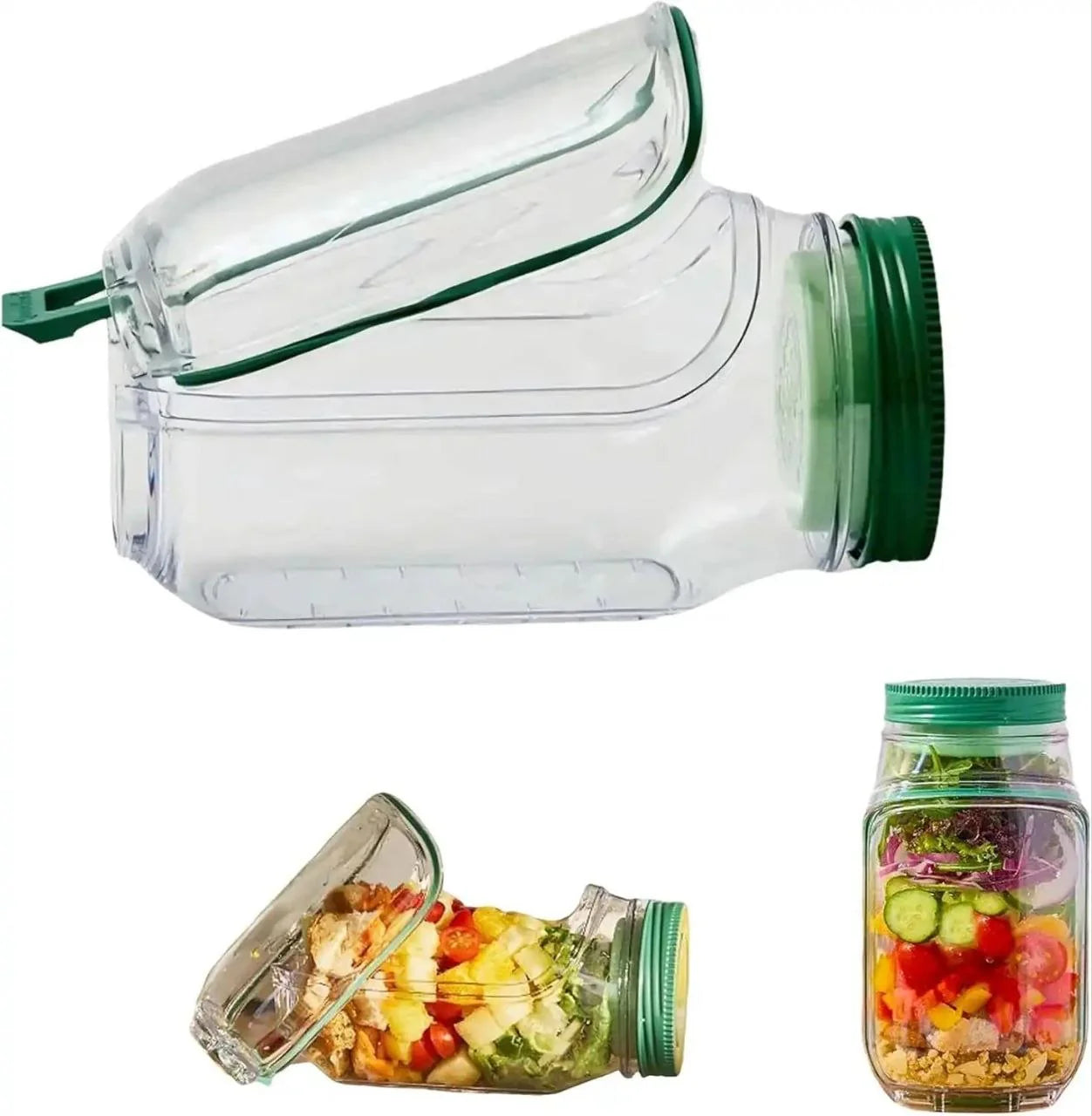 علبة سلطة محمولة بفتحة جانبية وغطاء Bocal à Salade Portable à Ouverture Latérale avec Couvercle