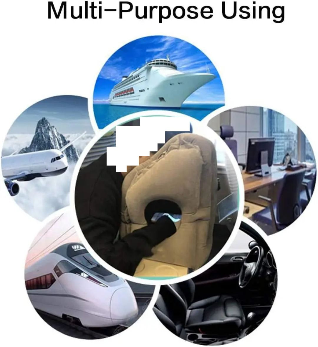 Oreiller de voyage gonflable ergonomique وسادة سفر قابلة للنفخ ومريحة