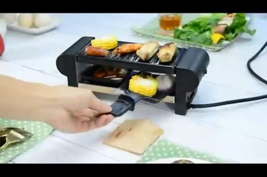شواية كهربائية بقوة 350 واط لشخصين مع صفيحة حجرية، Barbecue à raclette électrique 350W