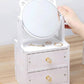 صندوق تخزين مجوهرات عصري مع مرآة للنساء لتنظيم المجوهرات Miroir décoratif portable avec boîte de rangement
