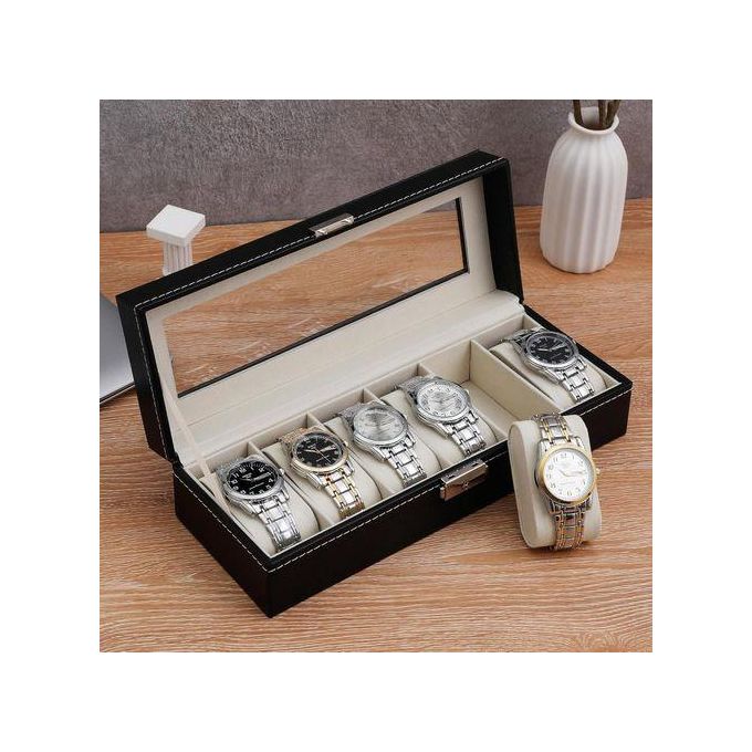 حامل عرض ساعات فاخر من الجلد يتسع لست ساعات Boîte à montres en cuir LUX Presentoir pour 6 montres