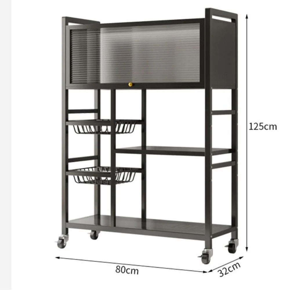 رف تنظيم المطبخ مع غطاء وسلال للفواكه والخضراوات Étagère de rangement de cuisine avec couvercle et paniers pour fruits et légumes