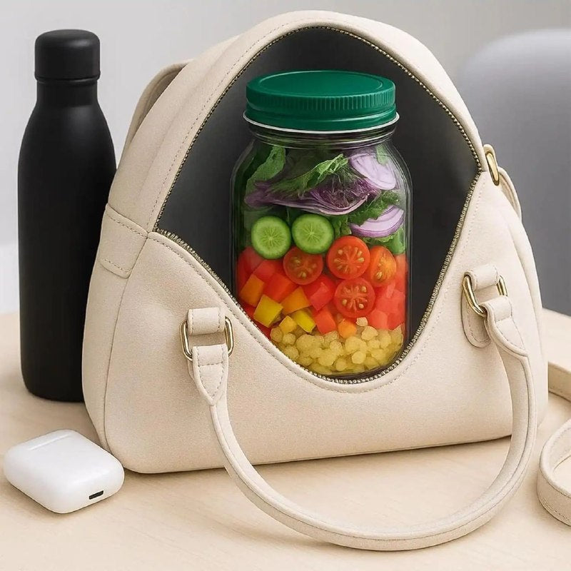 علبة سلطة محمولة بفتحة جانبية وغطاء Bocal à Salade Portable à Ouverture Latérale avec Couvercle