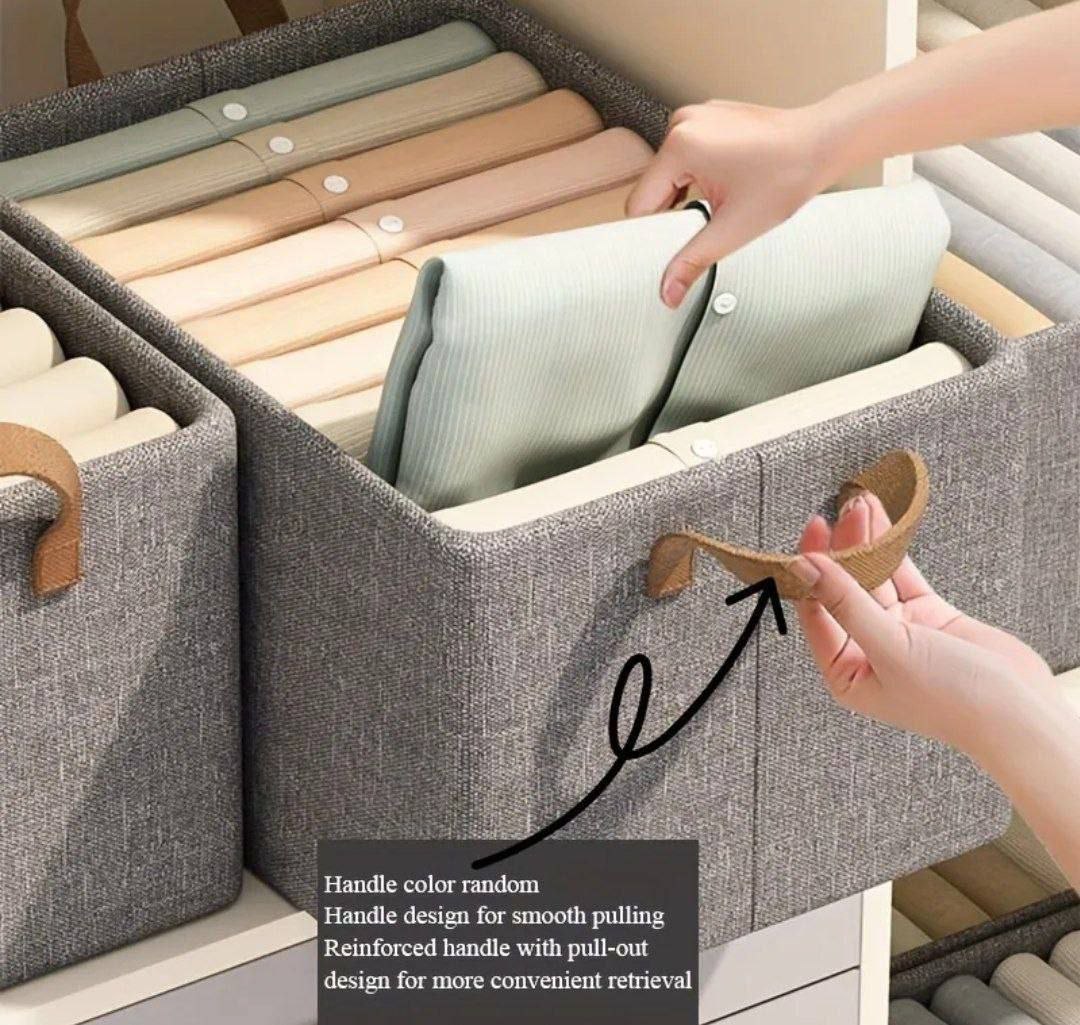Boîte de rangement pliable en tissu avec poignées صندوق تخزين قماشي قابل للطي بمقابض