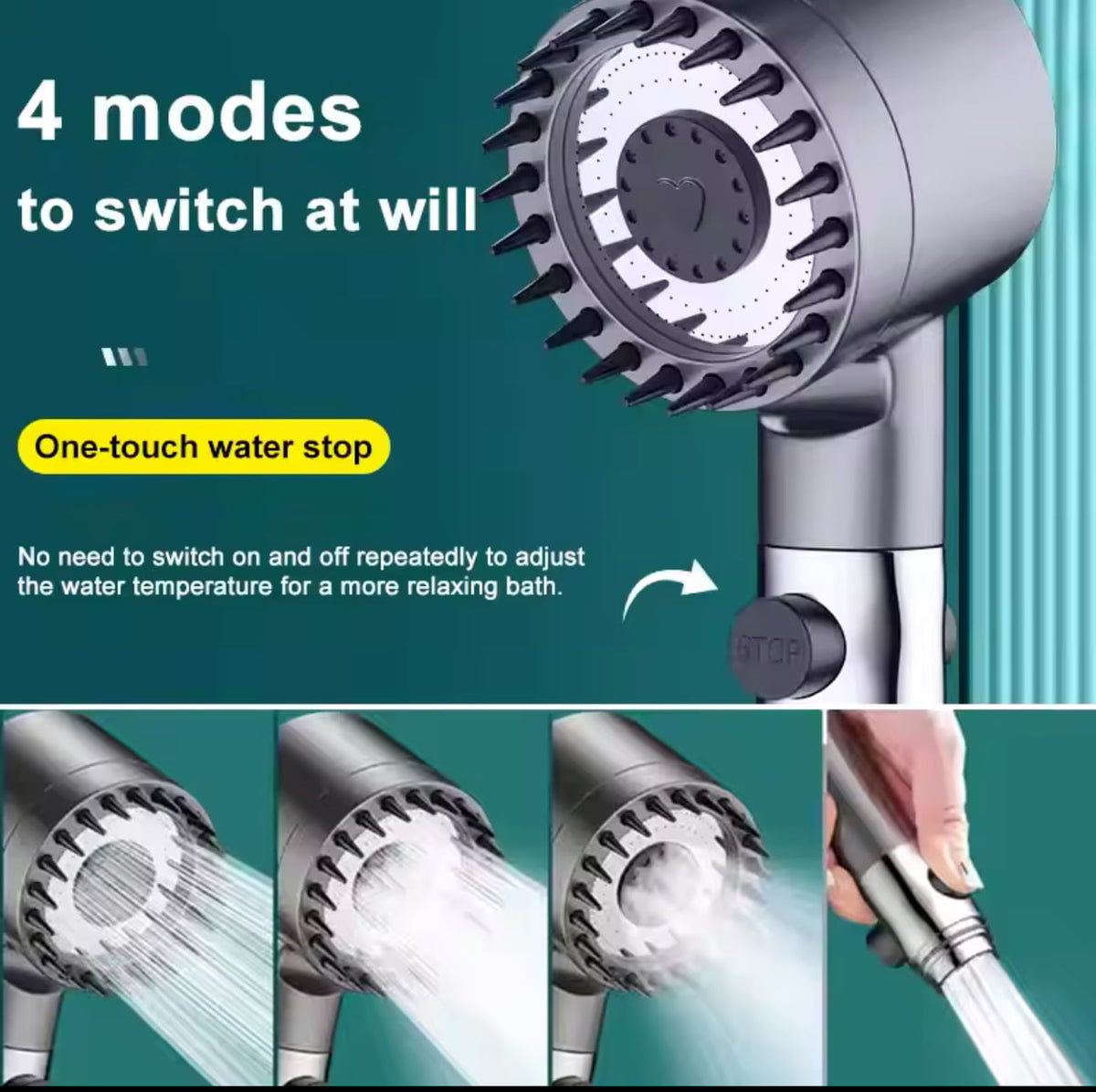 TURBOCHARGED SHOWER HEAD رشاشة دوش رأس دش عالي الضغط مع مرشح مدمج Pommeau de douche haute pression avec filtre intégré Turbocharged Shower Head