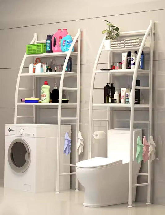رف حمام ثلاثي الطبقات مع حامل لفافة، رف غسالة Etagère salle de bain à 3 niveaux avec porte-rouleau