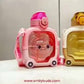 زجاجة مياه محمولة على شكل دب Cute Designer Teddy Water Bottle Bouteille d'eau portable en forme d'ourson avec paille
