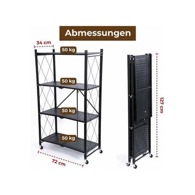 Étagère de rangement pliable رف تخزين قابل للطي مزود بعجلات