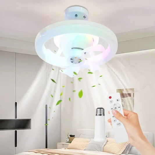 مروحة سقف مزودة بإضاءة مدمجة Ventilateur de plafond RGB avec douille E27 Ventilateur de plafond avec luminaire intégré