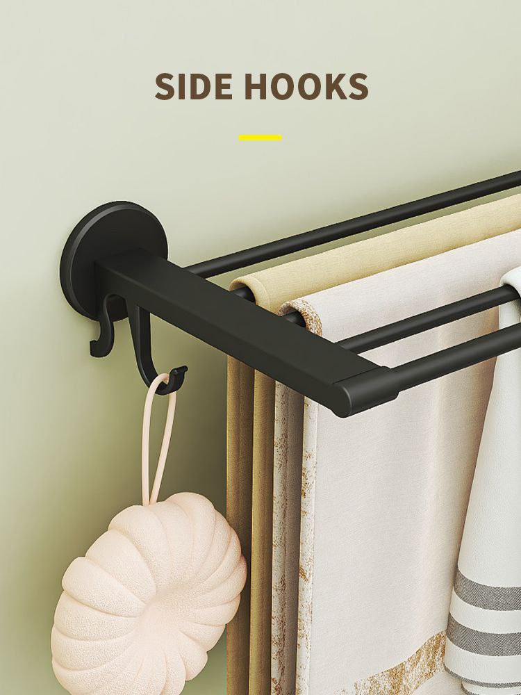 Porte-serviettes mural pliable sans perçage رف مناشف قابل للطي يُثبت على الحائط بدون حفر