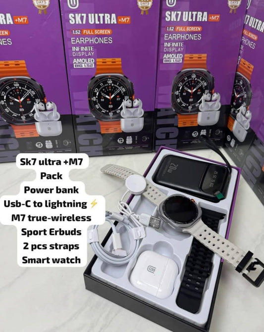 Smart watch power bank earbuds SK7 ULTRA M7