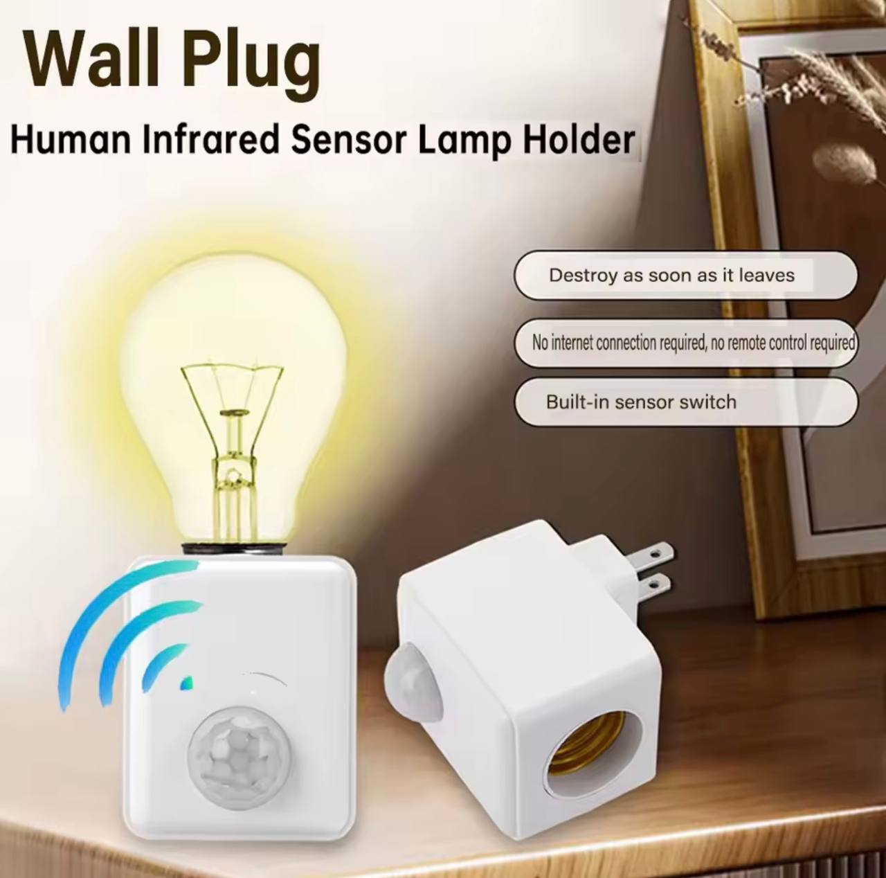 Base de lampe Led قاعدة مصباح LED E27 AC85-265V مزودة بمستشعر حركة PIR، وحامل مصباح يعمل بالاستشعار البشري، ومحول مقبس، ومحول قابل للتعديل