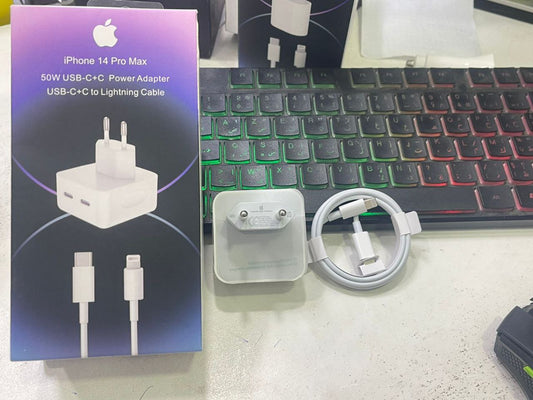 Chargeur iPhone 14Pro Max USB-C+C to lightning Cable 50W