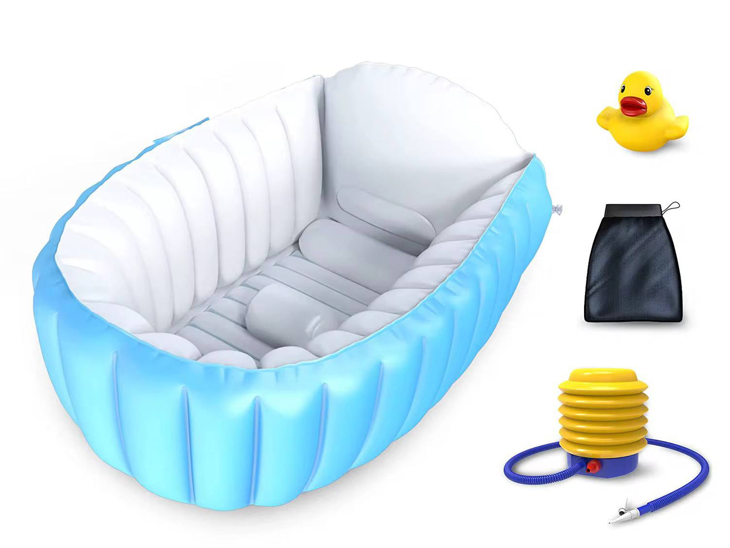 Baignoire gonflable pour bébé avec un coussin antidérapant central حوض استحمام قابل للنفخ للأطفال مزود بوسادة مركزية مانعة للانزلاق