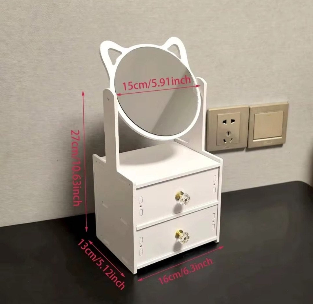 مرآة مكياج مع درج منظم مكتب Miroir de Maquillage avec Tiroir Organisateur de Bureau Cabilock